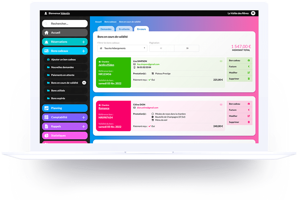 Gestion des bons cadeaux